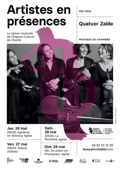 Quatuor Zaïde Samedi 28 mai 20H30 La Rochette, église