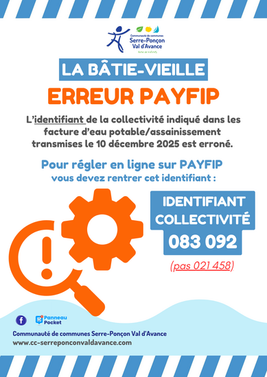 FACTURES D'EAU LA BÂTIE-VIEILLE | ERREUR SUR PAYFIP