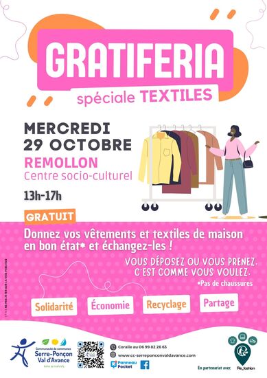 Gratiferia Textiles Mercredi 29 octobre à Remollon