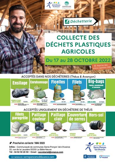 Collecte des déchets plastiques agricoles du lundi 17 au vendredi 28 Octobre 2022 