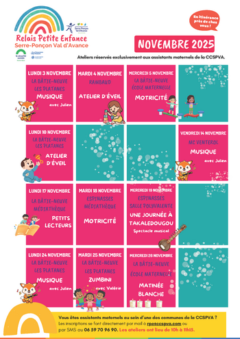 Calendrier RPE CCSPVA - Novembre 2025