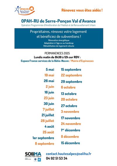 Dates des permanences 2025