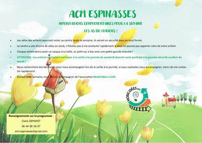 Programme / ACM ESPINASSES / Vacances de Pâques 2022 