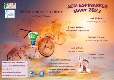 Programme / ACM ESPINASSES / Vacances d'Hiver 2023 