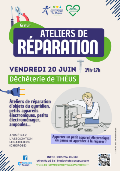 Atelier de réparation vendredi 20 juin - Déchèterie de Théus