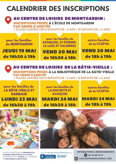 Dates des inscriptions - du 19 au 24 Mai 2022