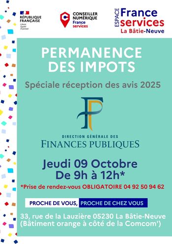 Permanence de la DGFIP Jeudi 9 Octobre 2025