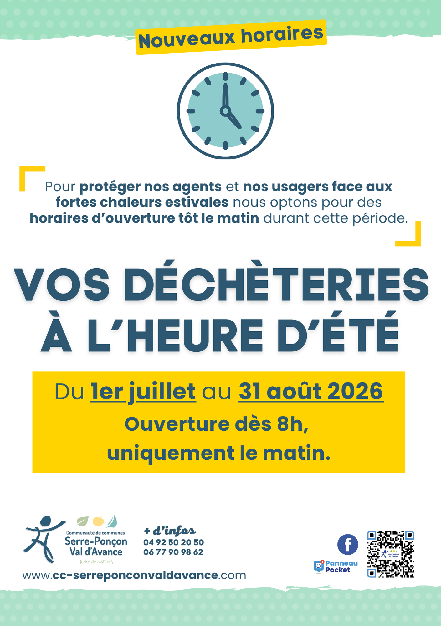 Affiche horaires d'été